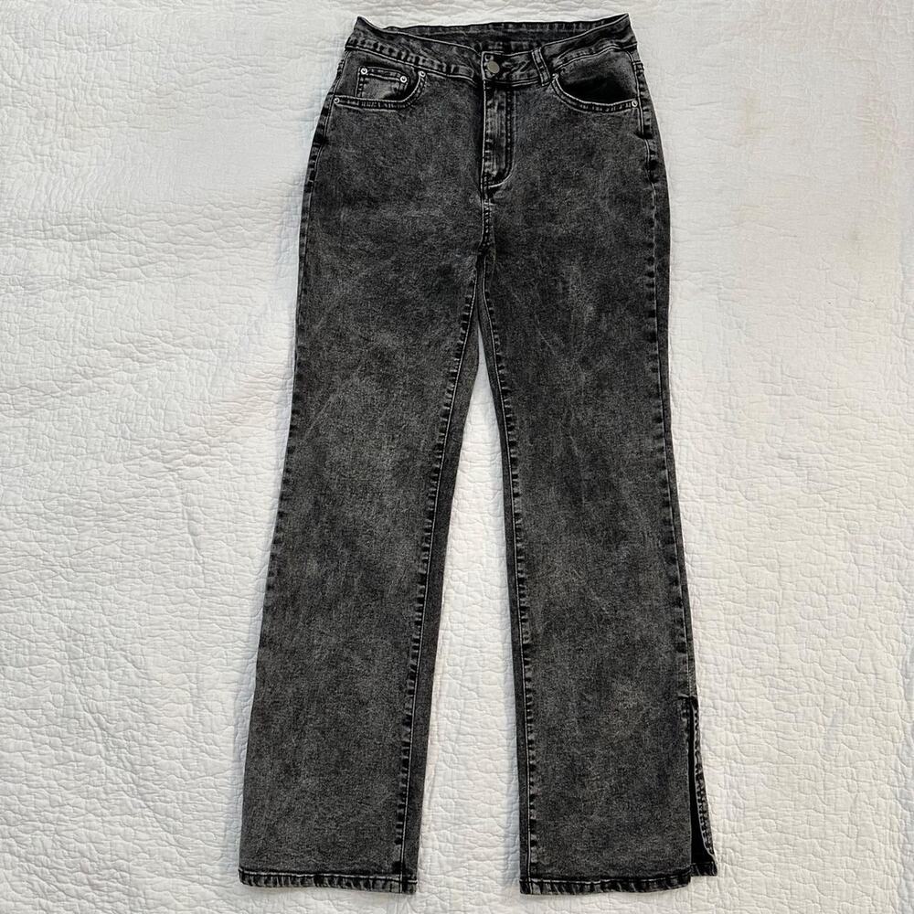 Black acid wash jeans with
